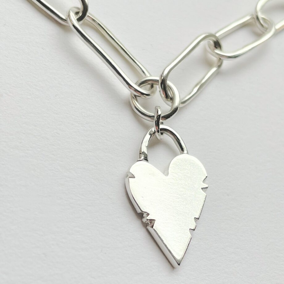Glass Heart Chain Necklace