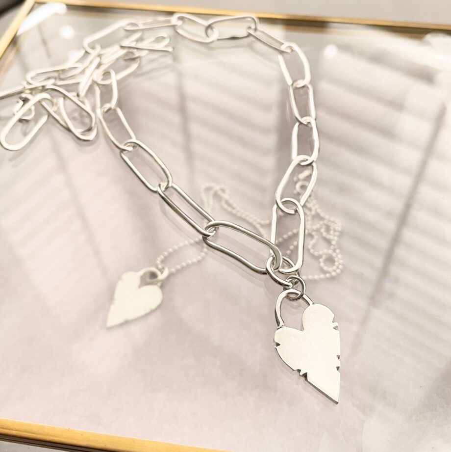 Glass Heart Chain Necklace