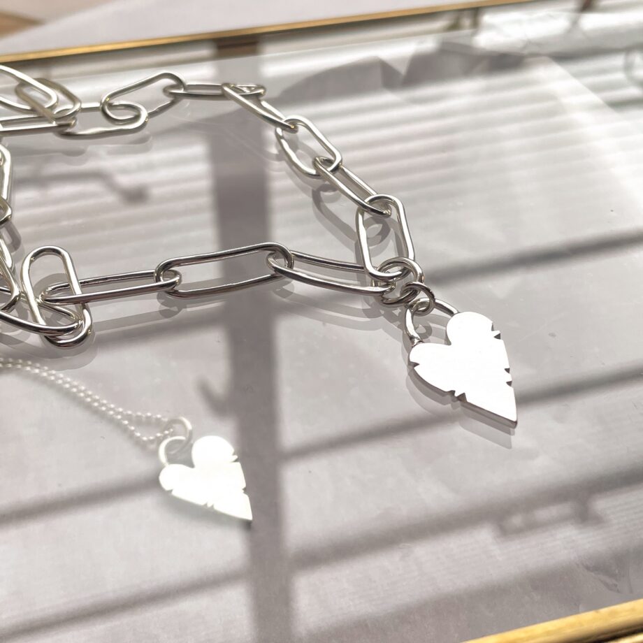 Glass Heart Chain Necklace