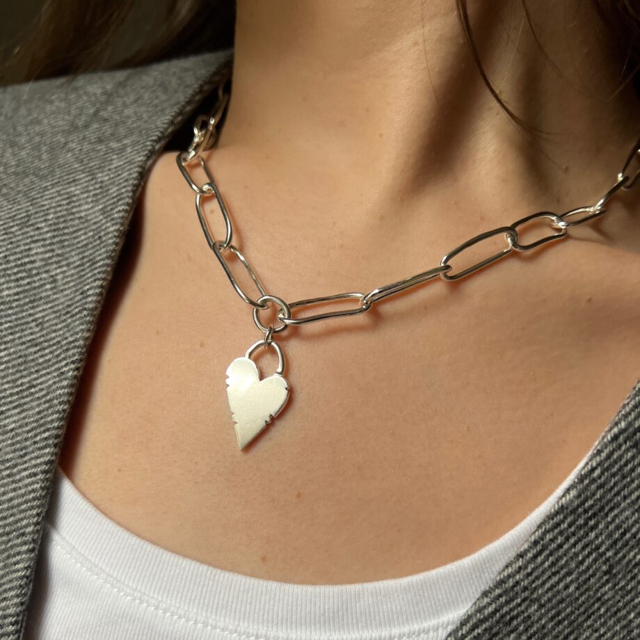 Glass Heart Chain Necklace