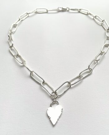 Glass Heart Chain Necklace
