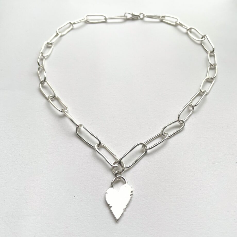 Glass Heart Chain Necklace