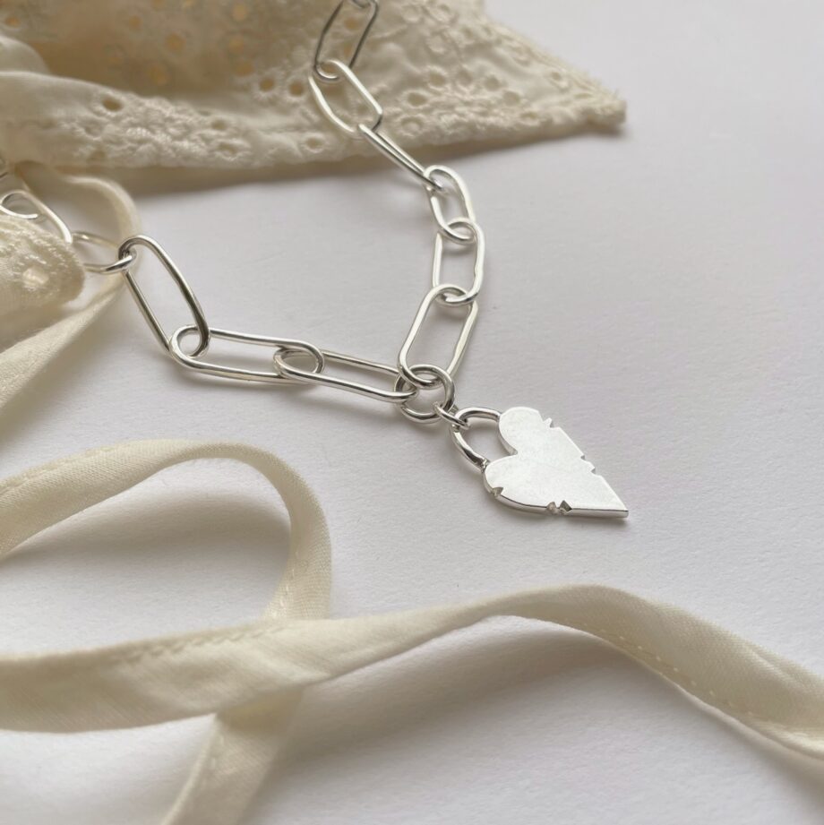 Glass Heart Chain Necklace