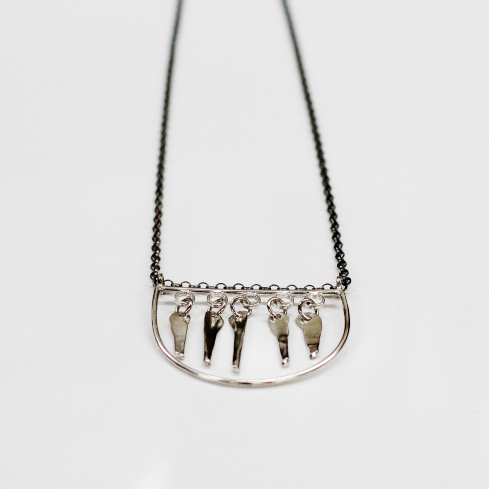Teardrops on the Fire Half Moon Necklace