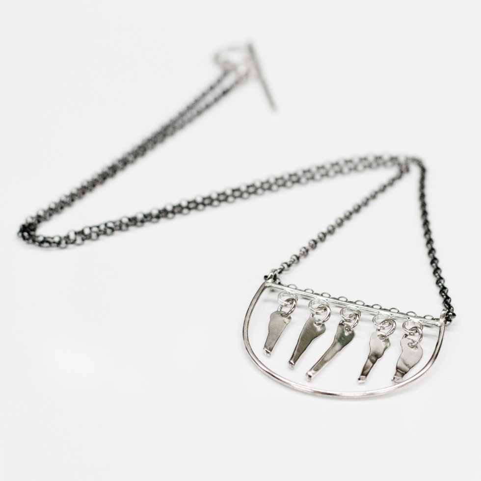Teardrops on the Fire Half Moon Necklace