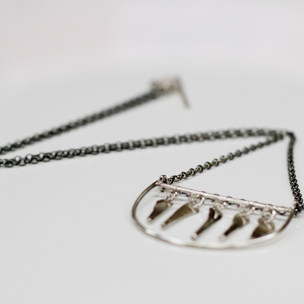 Teardrops on the Fire Half Moon Necklace