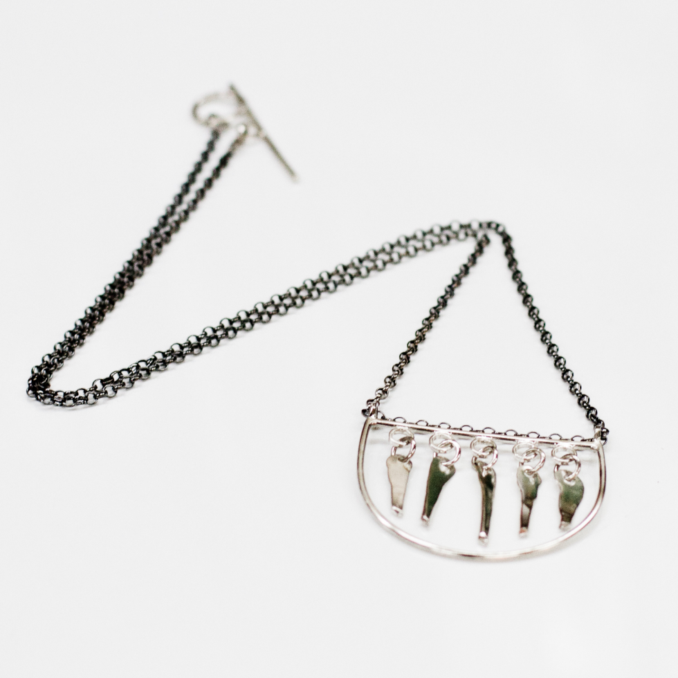 Teardrops on the Fire Half Moon Necklace