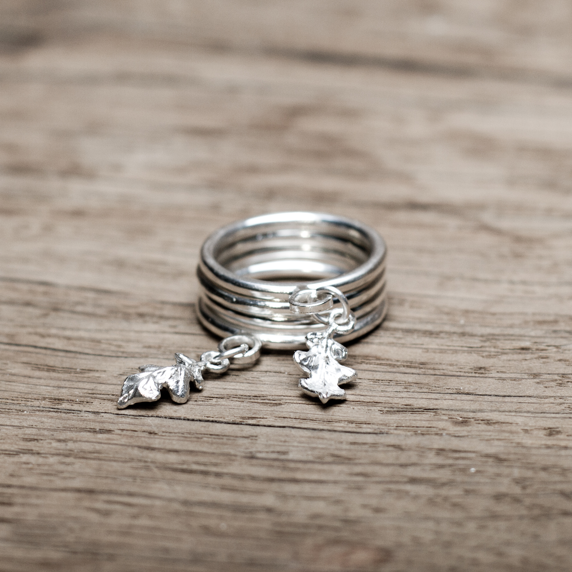 Catching the Oak Leaf Stacking Rings