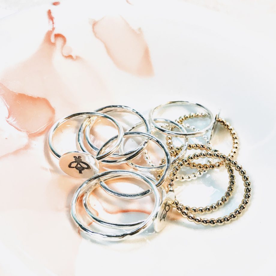 Skinny Beaten Stack Ring