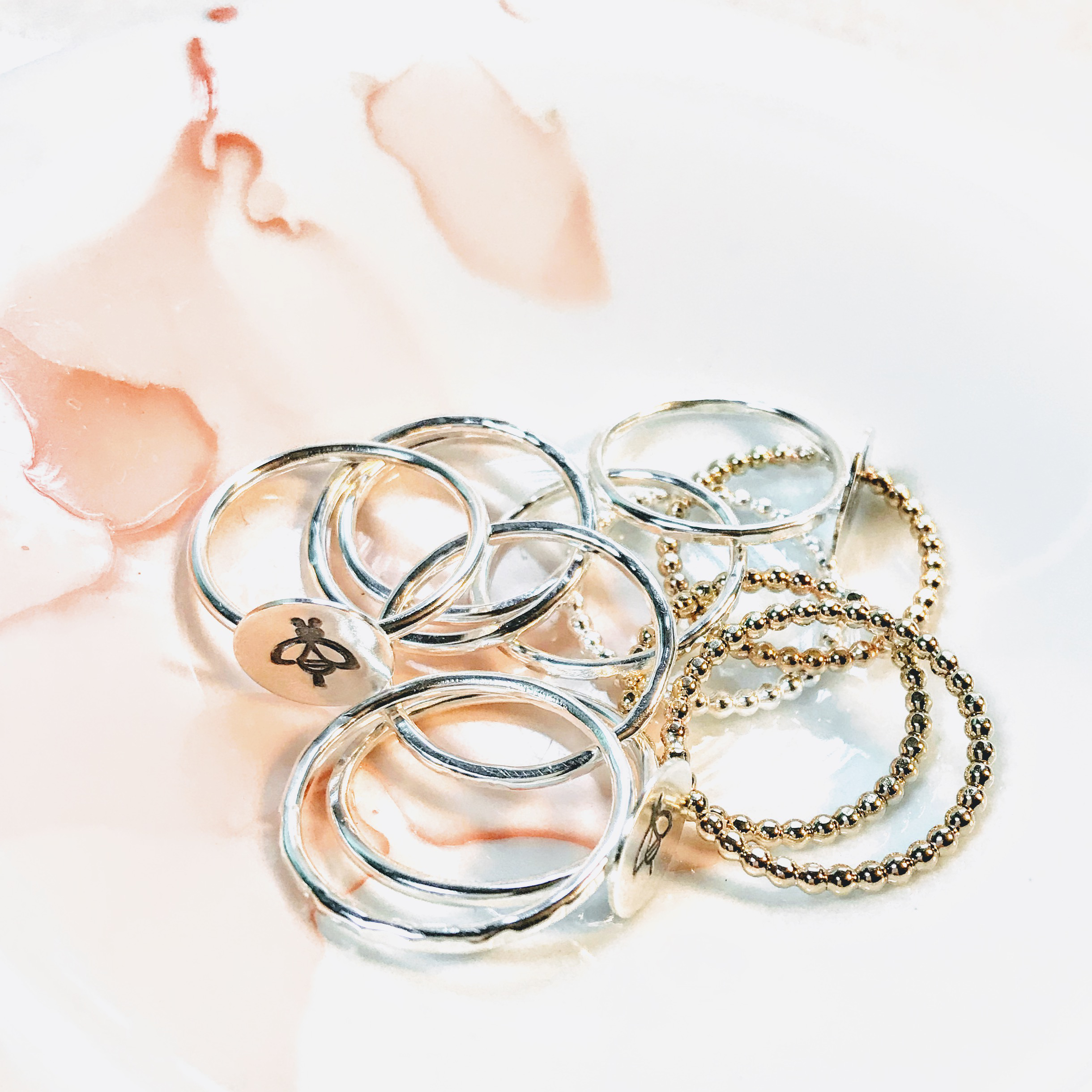 Skinny Beaten Stack Ring