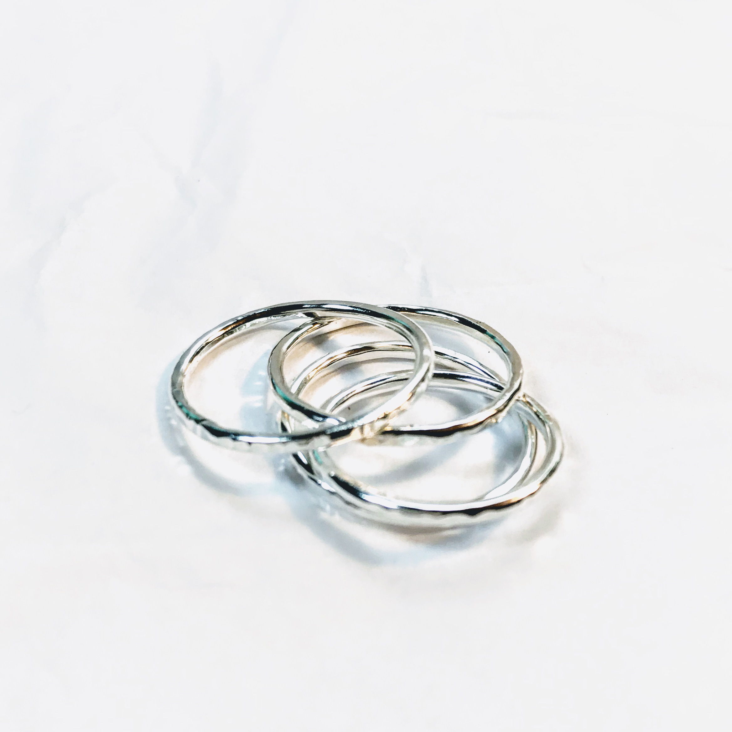 Skinny Beaten Stack Ring