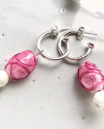Rose Swirl & Pearl Hoops