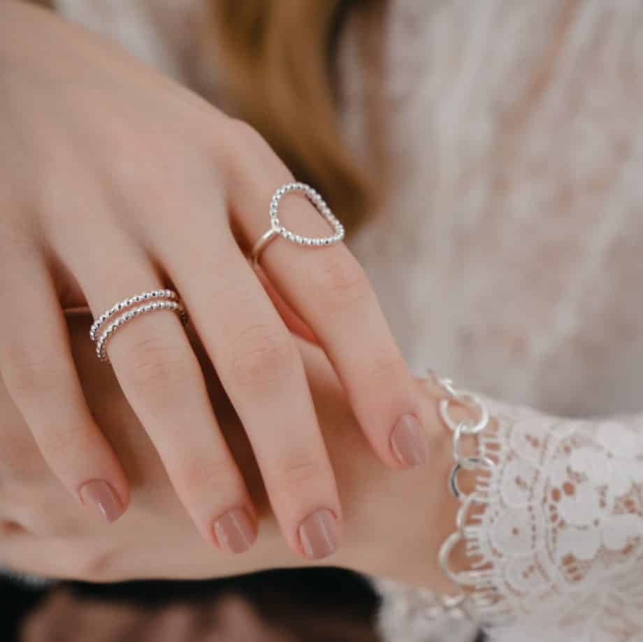 Beaded Skinny Stacking ring