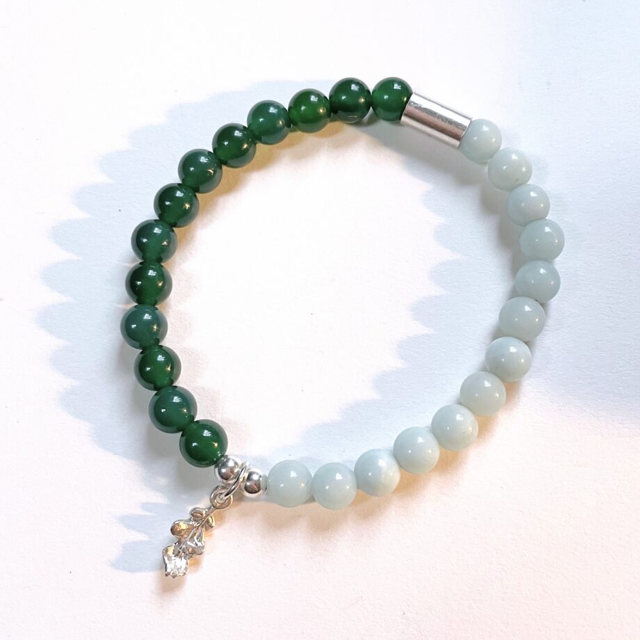 Whispering Oak Leaf - Beaded Semi Precious Gemstone Bracelet