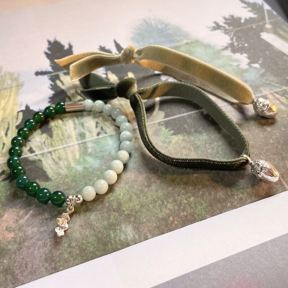 Whispering Oak Leaf - Beaded Semi Precious Gemstone Bracelet